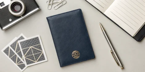 A U.S. passport and pen on a desk, ready for the application.