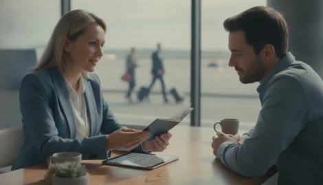 Travel document specialist helping an applicant plan a Global Entry timeline
