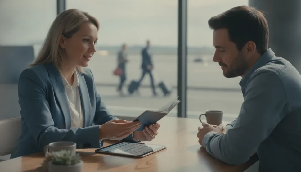 Travel document specialist helping an applicant plan a Global Entry timeline