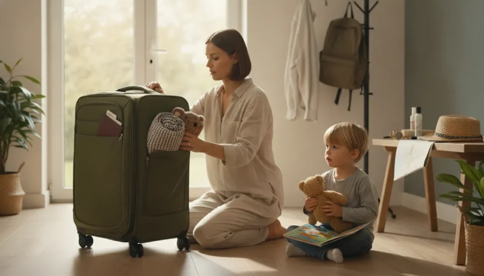 Parent preparing a child for international travel